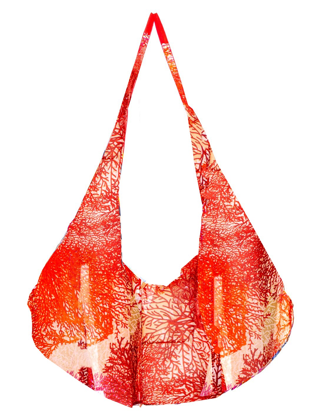 BANANA BAG STAMPA ORANGE CORALS, 100% CO, MADE IN INDIA  